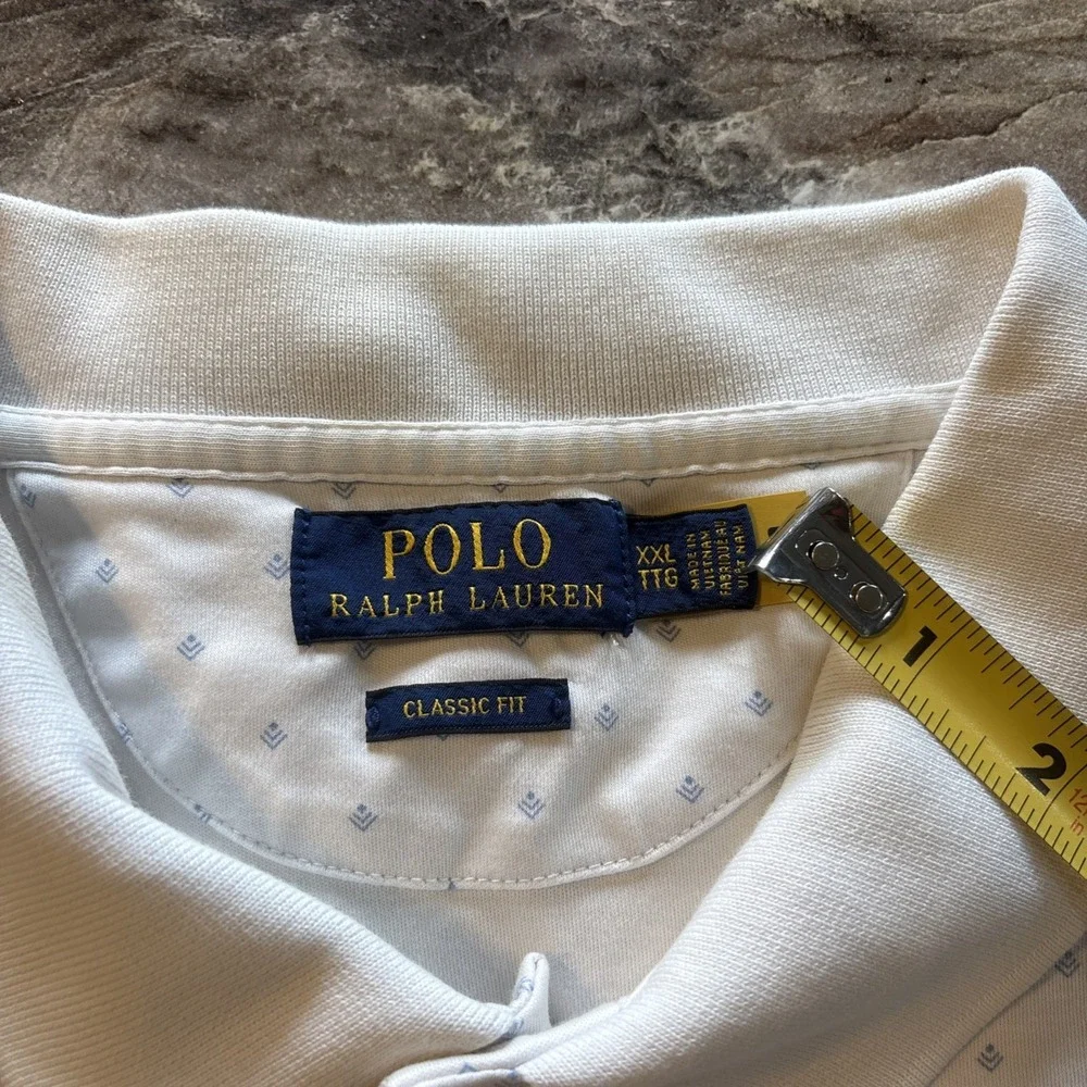 Ralph Lauren Polo Shirt Men's Size XXL Performance Golf Geometric Dot Print Wht